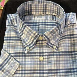 Brooks Brothers Blue and White Plaid Button-Down Shirt